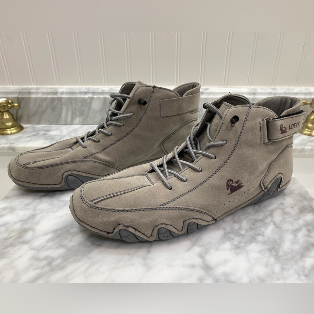 LDECK Unisex Gray Barefoot High-Top Sneakers hiking outdoor non-slip size 9